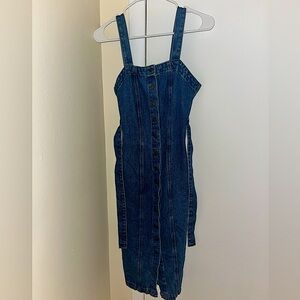 Urban Revivo Denim Blue Jean Button Front Belted Midi Dress Size 6
